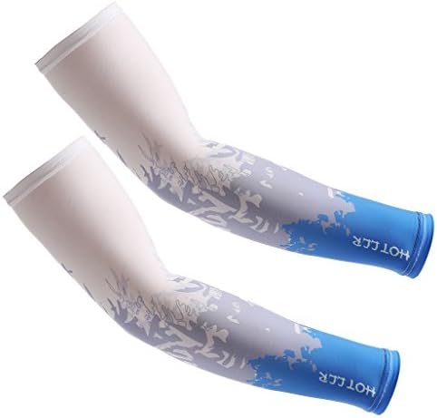 SMING UV Protection Cooler Arm sleeves Unisex Men Women Sun Protection Arm Cover Sleeve for Bike/Hiking/Running/Golf 1 Pair(Blue)