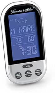 Rosenstein &amp; S&ouml;hne Fleischthermometer: Funk-Brat-/Grillthermometer, externes XXL-Display, 8 Fleischsorten (Fleischthermometer Funk)