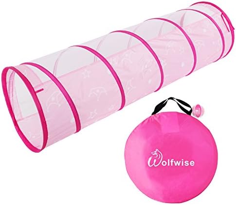 WolfWise Play Tunnel Game Perfecr Xmas Gift for Baby Kids Girls,160 × 48 × 48 cm Pink