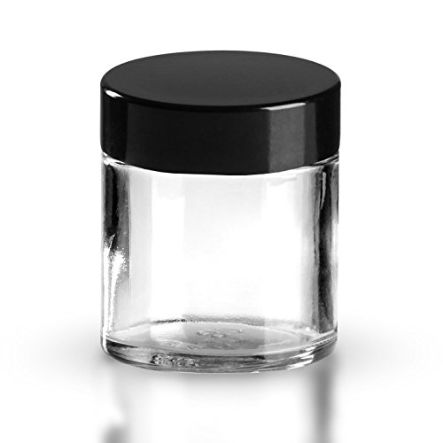 10 x Glastiegel Klarglas 30ml inkl. Schraubverschluss Bakelit schwarz 38mm/R3 * Salbentiegel - Cremetiegel - Cremedose - Cremetopf *
