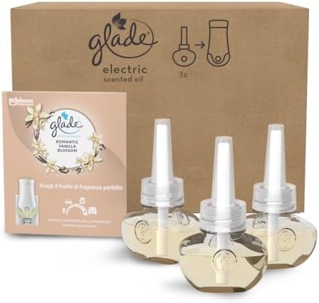Glade liquido elettrico Profumatore per Ambienti con Olii Essenziali, Fragranza Vaniglia, 3 Ricariche