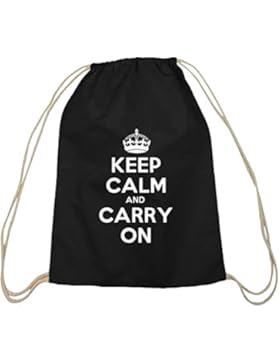 Shirtstreet24, Keep Calm and Carry On, Baumwoll natur Turnbeutel Rucksack Sport Beutel