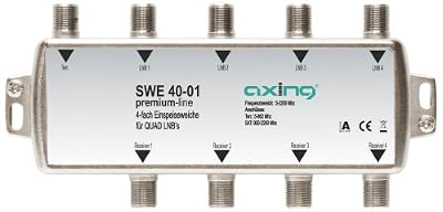 Axing SWE 40-01 Coupleur d'antennes satellite et terreste / TNT pour Quad LNB, 4 sorties