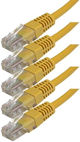iComp CAT5E/RJ45 Network Patch Lead 26AWG CCA, 0.25 Metres, Yellow - Pack of 5