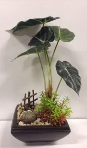 Shades New Bonsai Arrangment In China Dish Artificial Silk Flowers Angel Wings 35cm