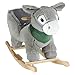 Produktbild Bieco 74000421 - Plüsch Schaukeltier Esel Luca, Kinder Schaukelstuhl mit Holzgestell, Sicherheitsgurt und Rückenlehne, Schaukel Plüschtier, Schaukelesel für Babys und Kleinkinder ab 9m+
