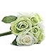 Produktbild Upxiang Kunstseide Gefälschte Blumen 9 Köpfe Rosenblatt Braut Hochzeitsblumenstrauß für Haus Garten Party Blumenschmuck (Grün)