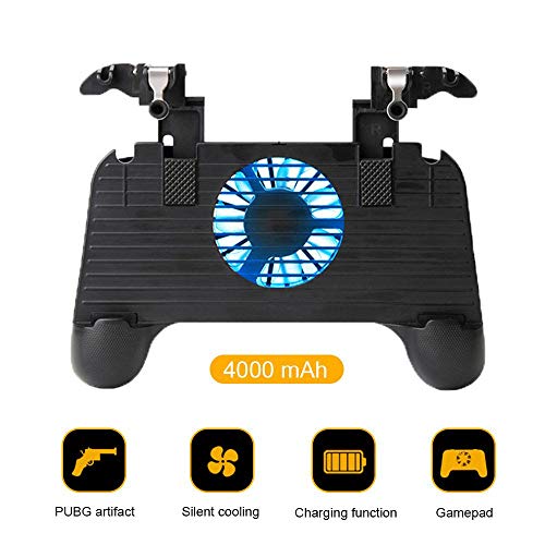 Womdee PUBG Mobile Game Controller, Game Handle Ergonomic Design for PUBG Rules of Survival Mobile Gaming Joysticks with Cooling Pad Power Bank Aim Trigger for Android IOS Smart Phones