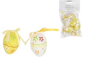 Gisela Graham Yellow and White Floral Paper Mini Egg Set of 12 Easter Decoration