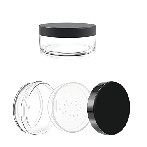 Homgaty 50g Empty Plastic Sifter Jar with Screw Lids for Cosmetics Powder Makeup Cream Glitter