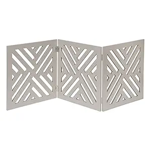 HOME DISTRICT Dog Gate Freestanding Pet Gate 4-Panel & 3 Panel Pet Gate for Dogs Folding Dog Gate Quadfold & Trifold Pet Gate for Small Dogs Decorative Pet Gate for Dogs Indoor, Gray Lattice 47