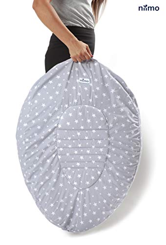 Cover Niivetto per Cuscino Gravidanza Allattamento Alpha XXL by Niimo (Grigio-Stelle Bianche)