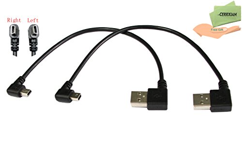 USB 2.0 Verlängerung cable-cerrxian 22,9 cm Mini USB-Kabel Combo Mini USB Winkel rechts und links Winkel Stecker auf USB Typ A 2.0 rechten Winkel männlich Daten und Ladekabel (1 Paar & # xff09;