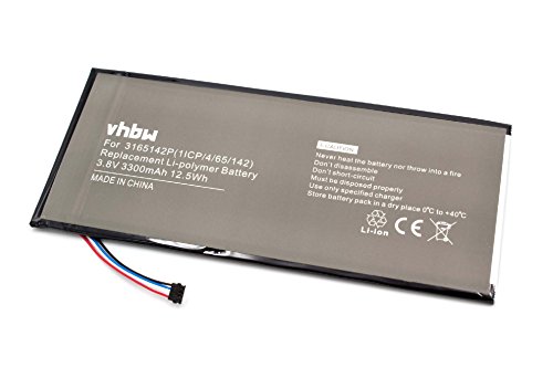 vhbw Li-Polymer Akku 3300mAh (3.7V) für Tablet Netbook Pad Acer Iconia One 7 B1-730HD 16GB Wi-Fi, 7 B1-730HD-170L wie 3165142P, KT.0010F.001, u.a..