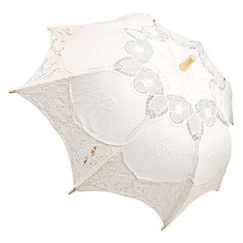Gazechimp Hochzeit Parasol Sonnenschirm Spitzenschirm Brautschirm Regenschirm Beige