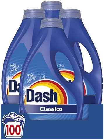 Dash Power Detersivo Liquido Lavatrice, 100 Lavaggi (4x25), Classico, Rimuove Le Macchie, Igienizza, Brillantezza Per I Capi