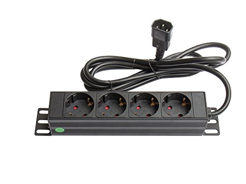 Alcasa GC-N0078 Base múltiple Interior 1,8 m 4 Salidas AC Negro - Bases múltiples (Interior, 1,8 m, 4 Salidas AC, C14 acoplador, Negro, Aluminio)