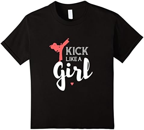 Kids Kick Like a Girl Martial Arts Girls Karate Tae Kwon Do tee 10 Black