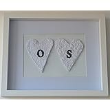 First Wedding Anniversary - Personalised Paper Hearts Photo Frame (White)