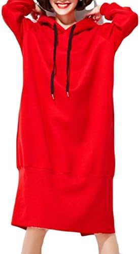 Aprilley Womens Cozy Thickened Longline Oversized Solid-Colored Hoodie Coats -  Red - 