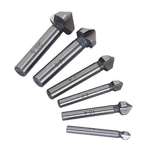 Fortag 6 tlg 90° 3 Flute HSS Kegelsenkersatz Anfassen Versenkbohrer 1/4″ 6-Kanntschaft Senker Senkbohrer Versenker-Bit Kegelsenker Satz - 4