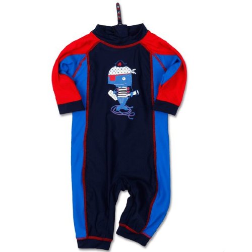 Bright Bots Australian 3/6m Baby Boys Sunsuit Sun Protection UPF50+ Long L/S - Navy