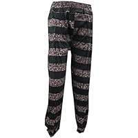 Mogul Interior Trouser Rayon Black Printed Womens Tribal Pant Hippie Onesize