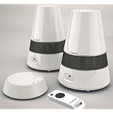 Funklautsprecher Funkboxen STEREO | Aktiv Funk Lautsprecher LED Innen / Au&szlig;en Spritzwasserfest Cordless Outdoor - Indoor Boxen Speaker MP3 Drahtlos Wireless inkl. Fernbedienung Wei&szlig;