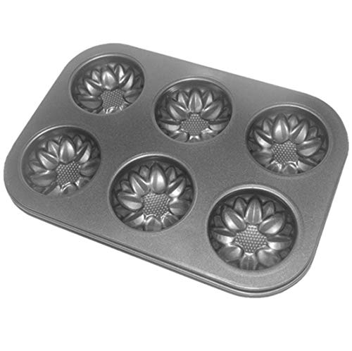 Santonliso Mini Fluted Tart Pan Little Tartlette Pie Pans Non-Stick 6-Cavity- Jello Mold Pan (Color : Black, PATTERN : Round)