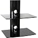 Produktbild Multimedia Rack DVD HiFi Media Konsole WANDHALTERUNG Wandregal mit Zwei Glas-Ablagen (15kg pro Ablage) und Kabelmanagement-System