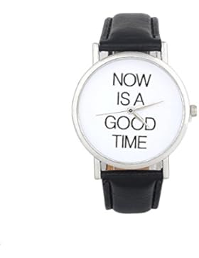 Sunnywill Neue NOW IS A GOOD TIME eder Band Analog Quarz Zifferblatt Armbanduhr für Frauen Mädchen Damen