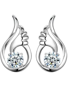F.ZENI Damen Ohrstecker Ohrringe Set Engelsflügel Basic 925 Sterling Silber Zirkonia mit Etui