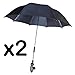 STROLLER BUGGY PRAM PARASOL UMBRELLA - IT FITS TO MOST PRAMS - VERY SIMPLE TO ATTACH WITH SCREW TYPE FITTING TO FRAME - UMBRELLA CAN BE SIMPLY ADJUSTED INTO POSITION - PERFECT FOR BABIES AND INFANTS TO KEEP THE DRY AND PROTECTED (PACK OF 2, BLACK)
