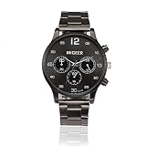 gaddrt Uhren, Mode-Mann-Kristall-Edelstahl-analoge Quarz-Armbanduhr (Schwarz)