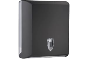 DRYFLOW Paper Towel Dispenser For Z Fold Or C Fold Paper Towels, Wall Mounted, Commercial Buildings, 5 Colour Options (White, Black, Blue, Green or Orange), Certified Italian Quality (Black)