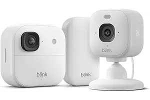 Cámara exterior 2K+ Blink con Cámara Mini 2K+ Blink (última generación), Blanco, módulo de sincronización básico Incluido