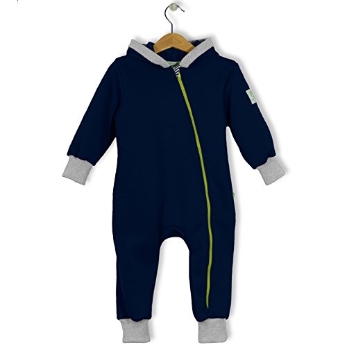 bubble.kid berlin - Baby Mädchen Jungen Unisex Ganzjahres Anzug Overall Einteiler Jumpsuit - weicher Warmer Sweatshirt, Grösse: 74/80 (6 bis 12 Monate) Farbe: Tinte