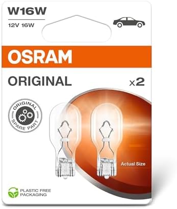 OSRAM ORIGINAL LINE 12V, W16W, Signal lamp, Metal Wedbe Base, Double Blister (2 lamps)