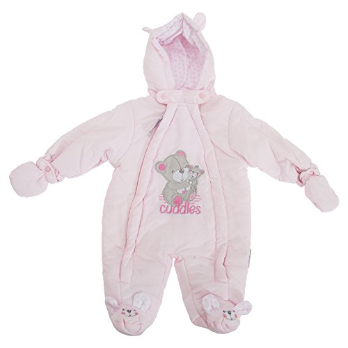 Baby Boys/Girls Teddy Bear Cuddles All In One Hooded Winter Snowsuit (Newborn) (Pink)