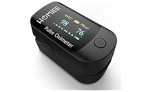 HOMIEE Pulsossimetro da Dito, Ossimetro Professionale da Dito, Lettura Immediata, Sensore di Ossigeno e Cardiofrequenzimetro