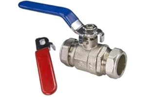 22.5 TEAM CONTROLS TC 15mm Lever Ball Valve Full Bore Compression Isolation Valve Red/Blue Dual Handle Shut Off Isolating Valve Full Flow - WRAS Approved