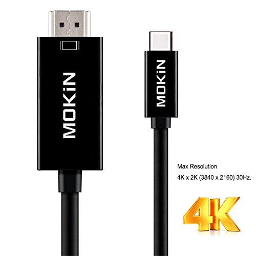 USB C To HDMI(5.9ft/1.8m), MOKiN USB 3.1 Type C Thunderbolt 3 Male To HDMI Male Adapter Cable 4K UHD For 2016 New Macbook, Macbook Pro, ChromeBook Pixel and More