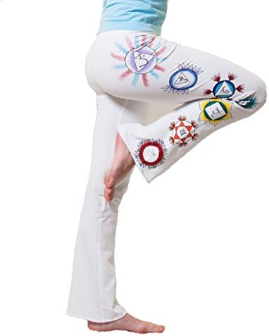 Yogamasti Women's Yoga Pants - Om Shanti -Hand Painted/Machine Washable - Stretch Comfort