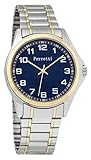FERRETTI Herren | Classic Dünn bicolor gebürstet Silber und Gold Einfach Reader Blue Face individuell regulierbare sehen, | ft15102