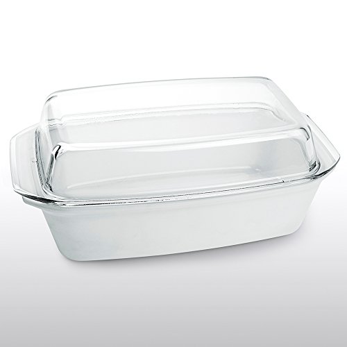 Bohemia Cristal 093 012 315 Play of Colors Cooking Schüssel eckig circa 2,8 L weiß mit Deckel aus hitzebeständigem Borosilikatglas Auflaufform, Glas, 34,8 x 20,3 x 13,2 cm - 2