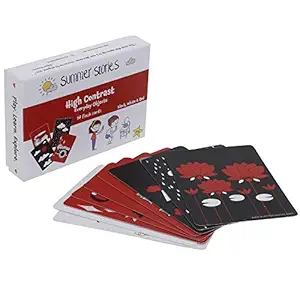 Summer Stories Newborn High Contrast Flash Cards - Red, Black & White | Learning Cards (Age Group: 0-1 Year).