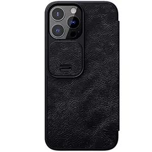 Nillkin Qin Pro Series Leather Wallet Camera Open Close Type Flipcover Case for (Apple iPhone 13 Pro Max- Black)