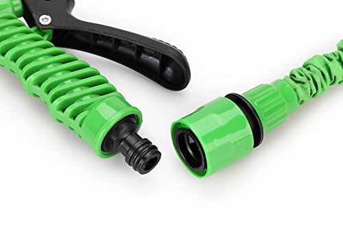 Flexibler Gartenschlauch Latex Knickfest Wasserschlauch mit Sprühpistole/Brause – Länge 7 bis ca. 22,5 m oder 10 m bis ca. 30 m, dehnbar – kein „Schlauchsalat“ Farbe Frei Wählbar (22,5 Meter, Grün) - 6
