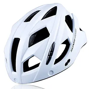 SUNRIMOON Bike Helmet for Adults - Adjustable Size with Detachable Visor/Goggles, Charging LED Safety Light, Lightweight Design Bicycle Helmet Men Women CPSC Certified