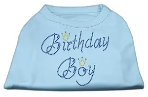 Mirage Pet Products 12-Inch Birthday Boy Rhinestone Print Shirt for Pets, Medium, Baby Blue